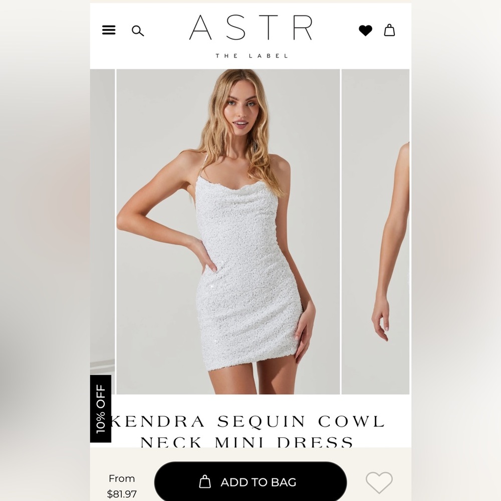 ASTR the Label Kendra Sequin Cowl Neck Mini Dress
